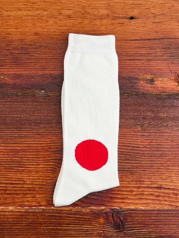 Ski socks for ski run-Japanese Flag Socks in Natural