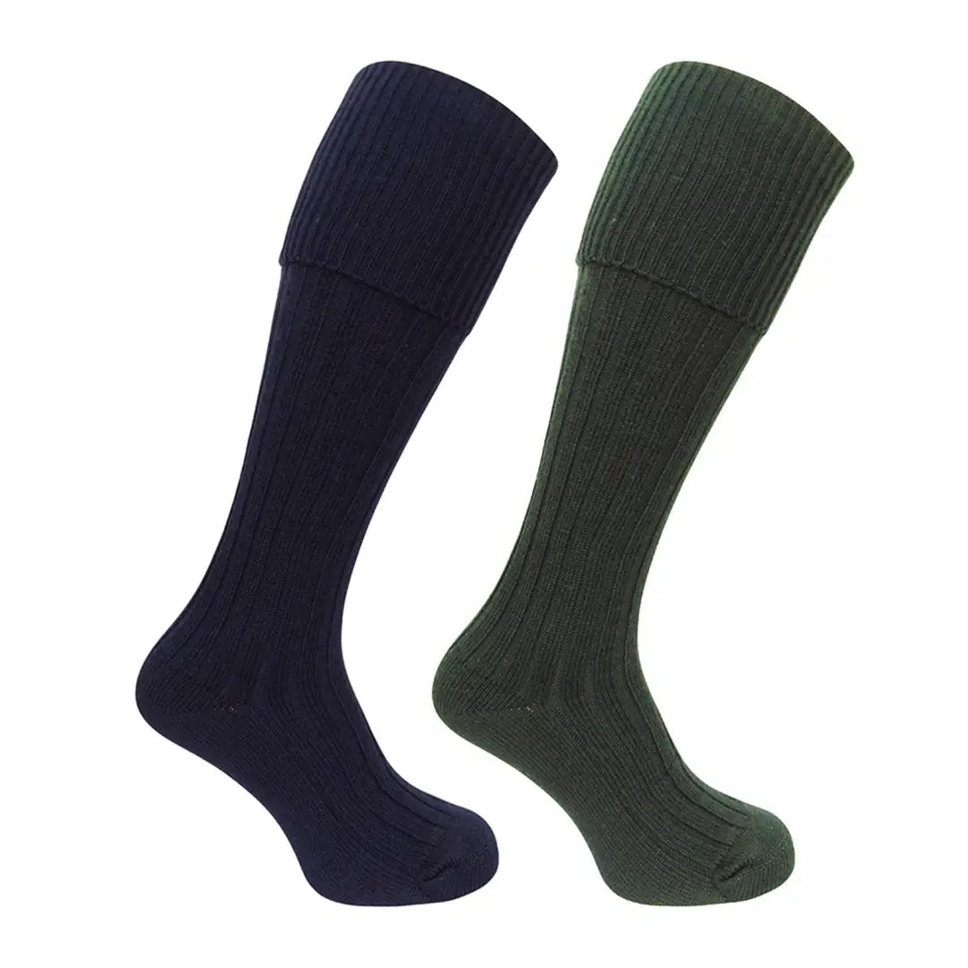 Ski socks for ski echo-Hoggs of Fife 1902 Plain Turnover Top Shooting Socks (Twin Pack)