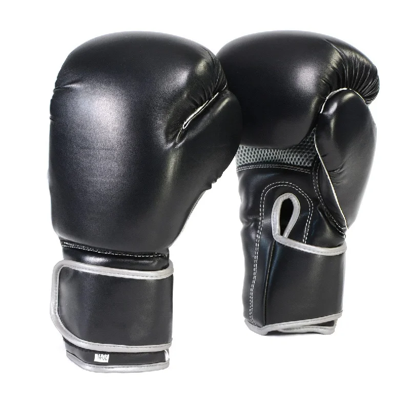 Gloves for embroidered logos-X-Fitness XF2000 Gel Boxing Kickboxing Punching Bag Gloves-BLK/SILVER