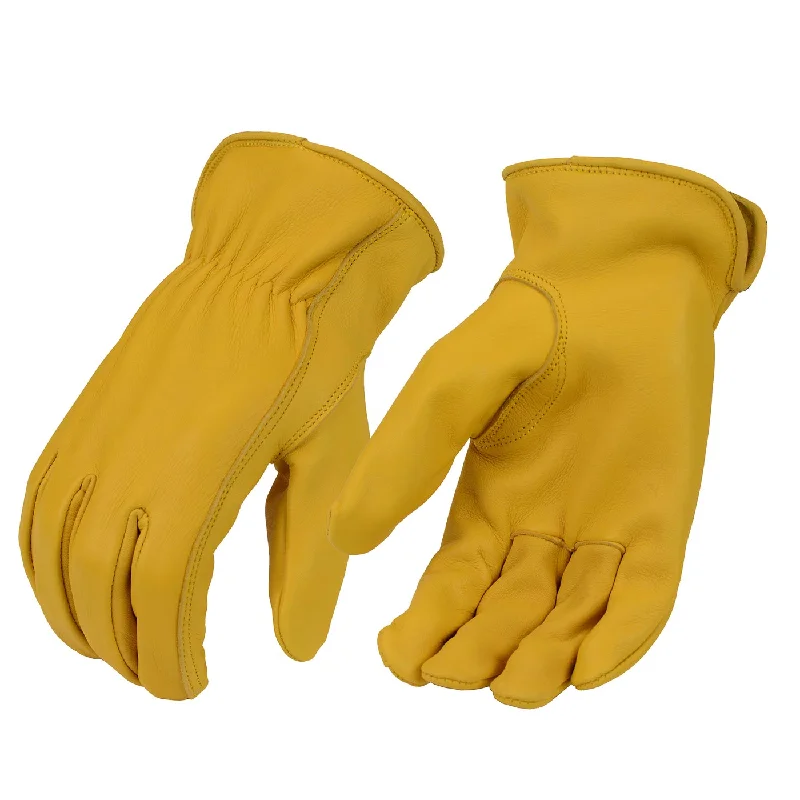 Gloves for women-Xelement XG37550 Men's Yellow Unlined Full Grain Deerskin Gloves