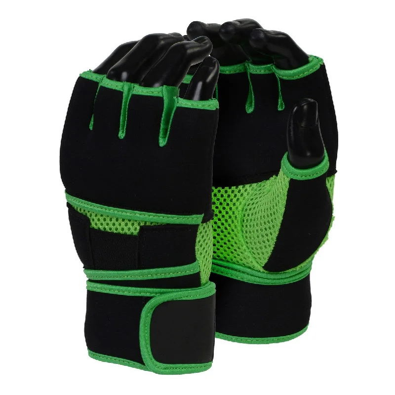 Gloves for sports sets-X-Fitness XF3000 Gel Boxing MMA Kickboxing Cross Training Handwrap Gloves-BLK/GREEN