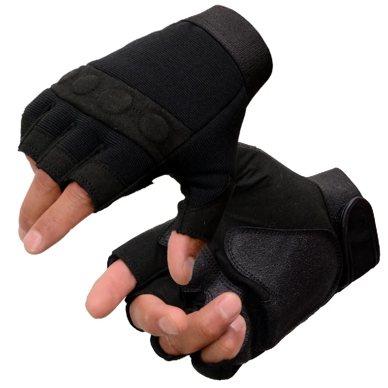 Gloves for vinyl gloves-Milwaukee Leather SH44610 Men's Black Gel Padded Knuckle Fingerless Motorcycle Mechanics Hand Gloves W/ ‘Amara Cloth’