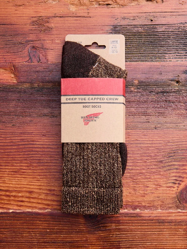 Ski socks for ski thrill-Deep Toe Capped Wool Sock in Brown