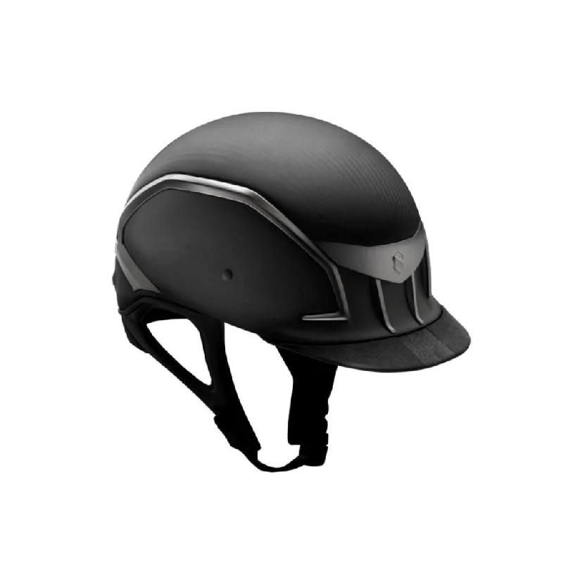 Helmet for rugged straps-Samshield XJ Carbon Matt Helmet with Titanium and Chrome Trim