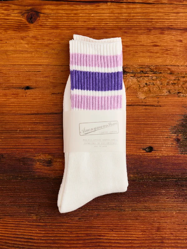 Ski socks for ski dance-3 Line Crew Length Sock in Purple