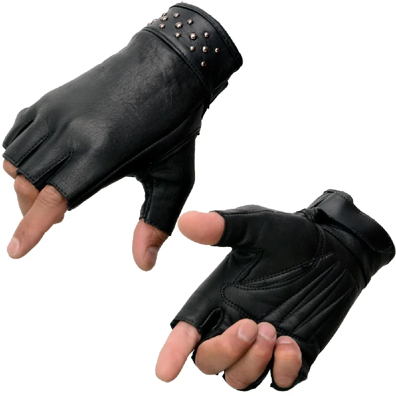 Gloves for casual wear-Milwaukee Leather MG7761 Women's Black Leather Gel Palm Fingerless Motorcycle Hand Gloves W/ Stylish ‘Wrist Detailing’