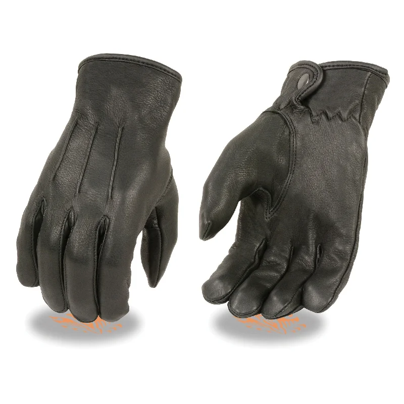 Gloves for insulation-Xelement XG875 Men's Black Thermal Lined Deerskin Leather Gloves with Snap Wrist