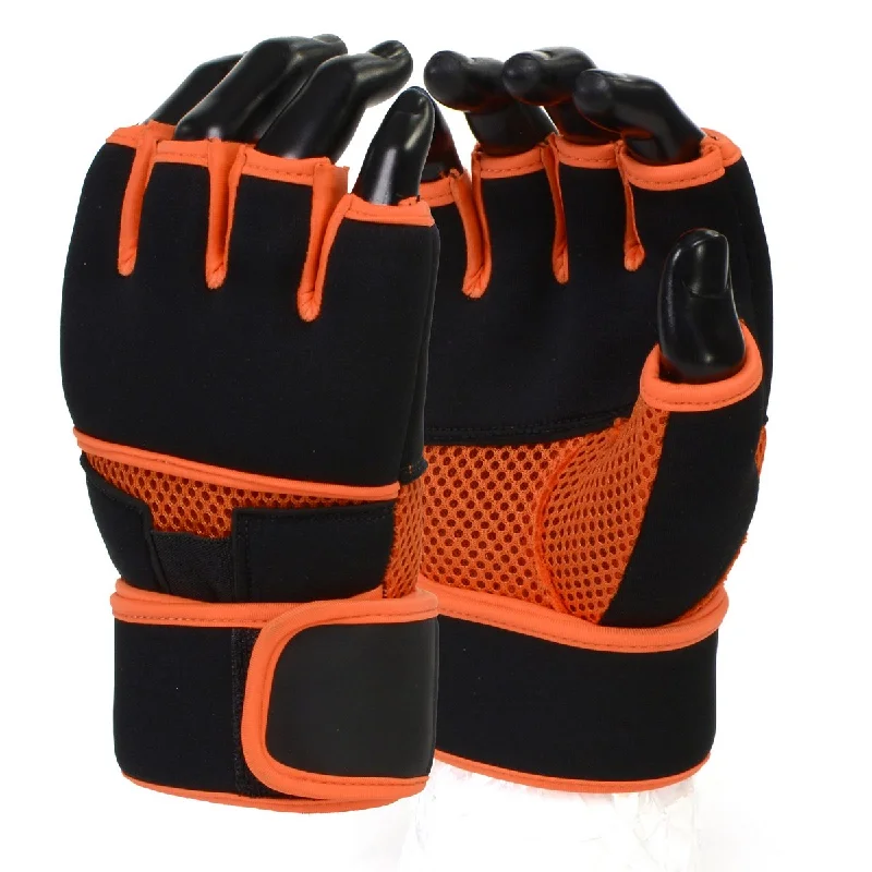 Gloves for fan gear-X-Fitness XF3000 Gel Boxing MMA Kickboxing Cross Training Handwrap Gloves-BLK/ORANGE