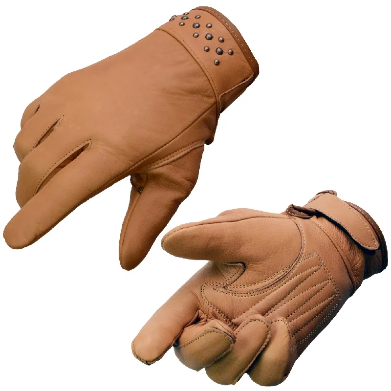 Gloves for outdoor adventures-Milwaukee Leather MG7760 Women's Saddle Leather Gel Palm Lightweight Motorcycle Hand Gloves W/ Stylish ‘Wrist Detailing’