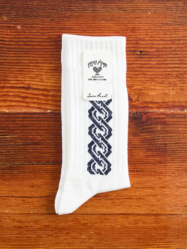 Ski socks for ski go-"Yoshiwara Tsunagi" Socks in White