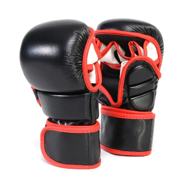 Gloves for sports fans-X-Fitness XF2001 7 oz MMA Hybrid Sparring Gloves-BLK/RED