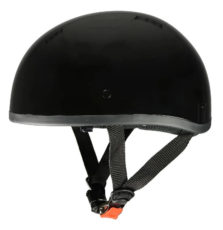 Helmet with durable style-Milwaukee Performance Helmets MPH9851N Novelty 'Classic' Glossy Black Half Helmet with Drop Down Visor