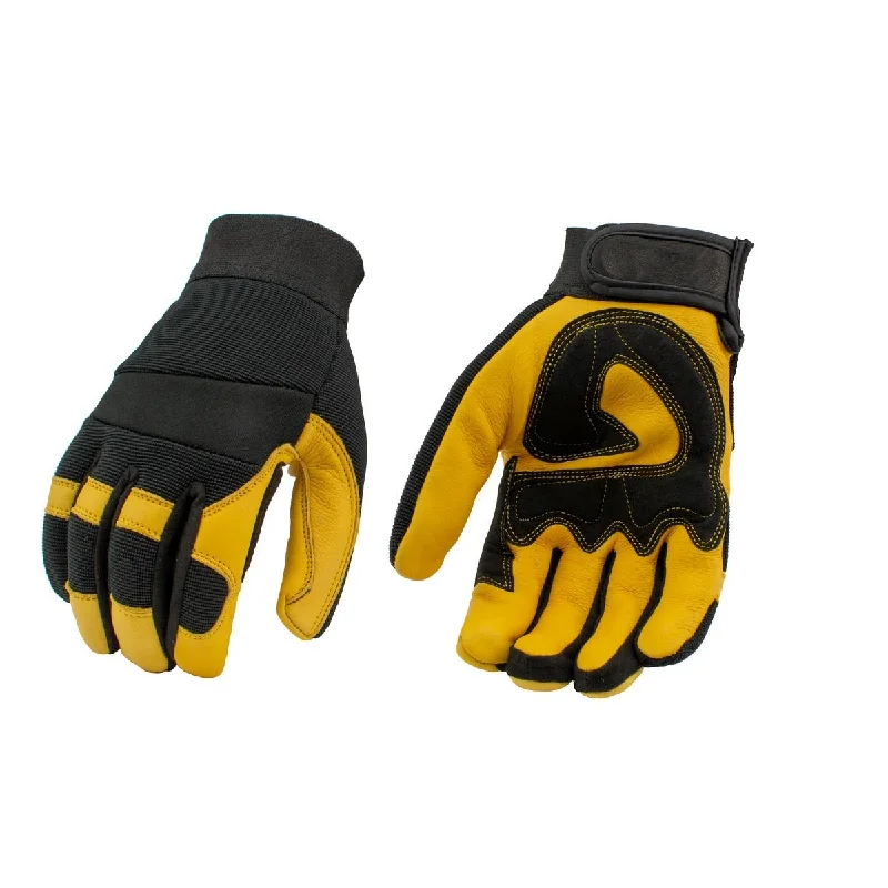 Gloves for seniors-Xelement XG37548 Men's Yellow and Black Full Grain Deerskin Gloves