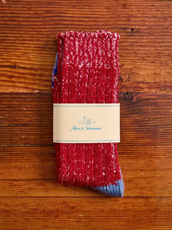 Ski socks for ski textures-Merino Wool Melange Socks in Red/Natural