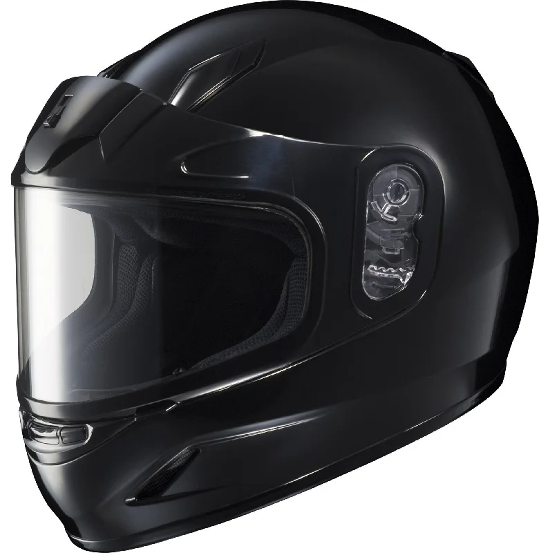 Helmet with compact fit-HJC CL-Y Youth Black Snowmobile Helmet with Dual Lens