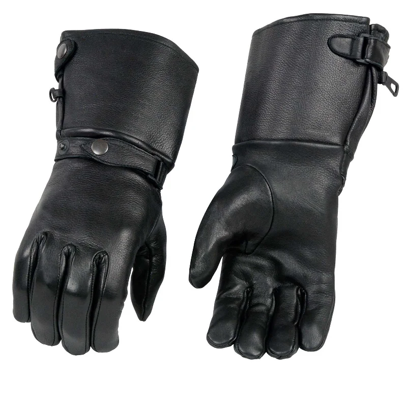 Gloves for purple tones-Milwaukee Leather Men's Gauntlet Motorcycle Hand Gloves- Deerskin Long Cuff with Snap Closure Thermal Lined-SH857