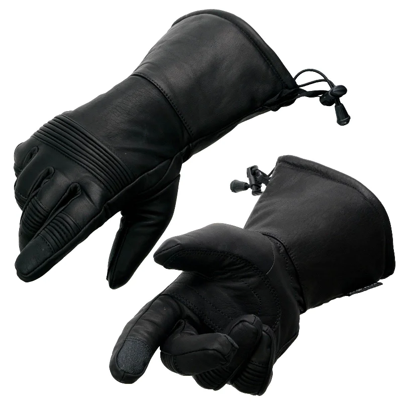 Gloves for nitrile gloves-Milwaukee Leather SH294 Men's Black Leather Waterproof Gauntlet Gloves with Stretch Knuckles