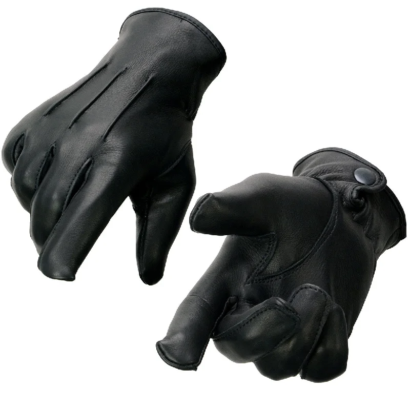 Gloves for tie-dye styles-Milwaukee Leather SH875 Men's Black Thermal Lined Deerskin Motorcycle Hand Gloves W/ Snap Wrist Closure