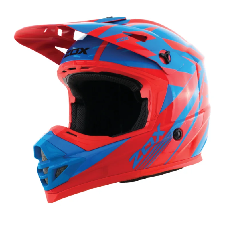 Helmet for speed design-ZOX ST-1563V2 ‘Rush V2’ Blade Matte Red and Light Blue Motocross Helmet