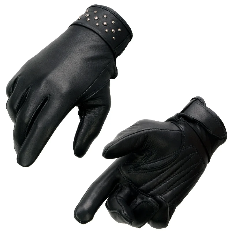 Gloves for modern design-Milwaukee Leather MG7760 Women's Black Leather Gel Palm Lightweight Motorcycle Hand Gloves W/ Stylish ‘Wrist Detailing’