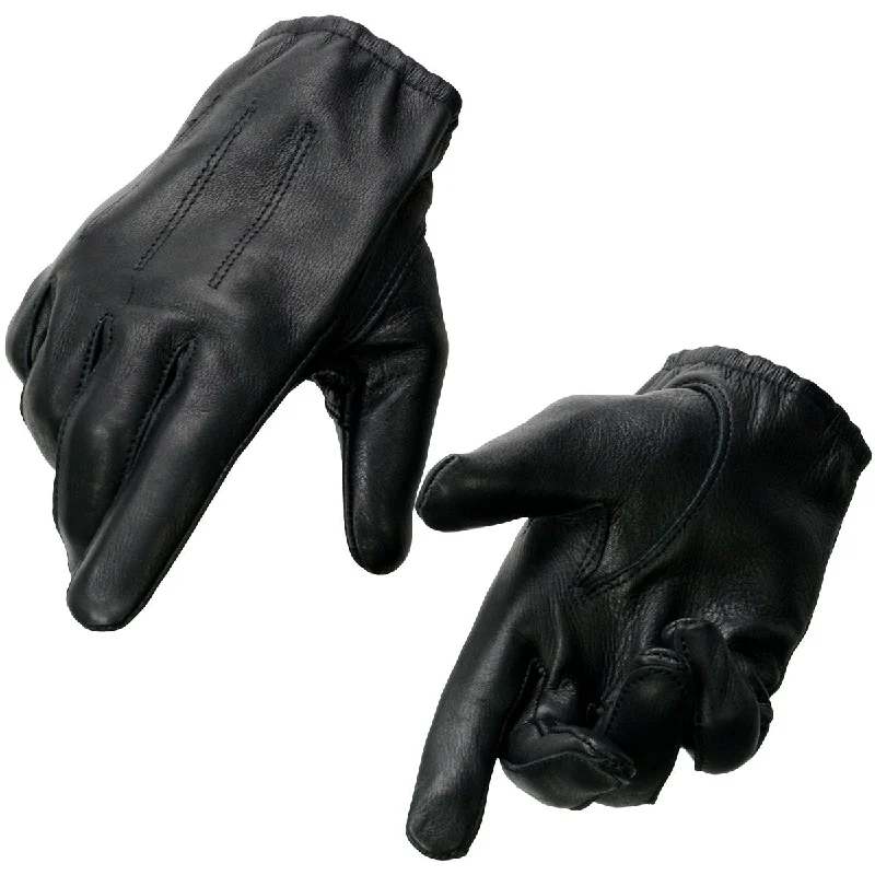 Gloves for polka dots-Milwaukee Leather SH887 Men's Black Unlined Deerskin Lightweight Motorcycle Hand Gloves W/ Short Wrist and Sinch Closure