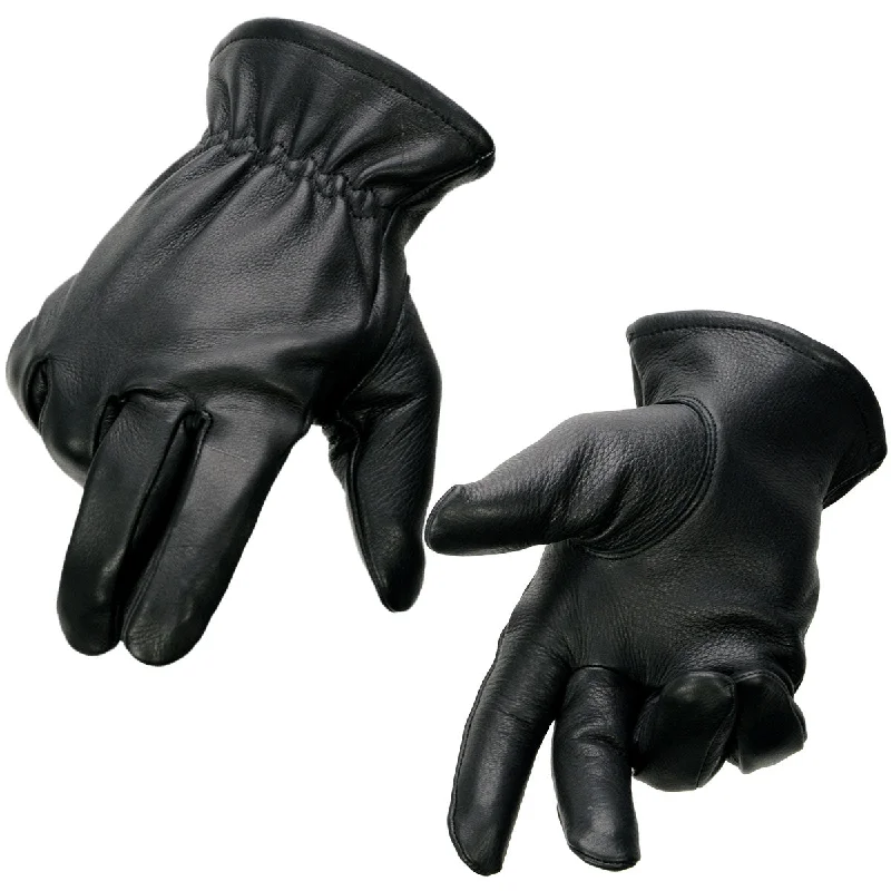 Gloves for pink hues-Milwaukee Leather SH858 Men's Black Thermal Lined Deerskin Motorcycle Hand Gloves W/ Sinch Wrist Closure