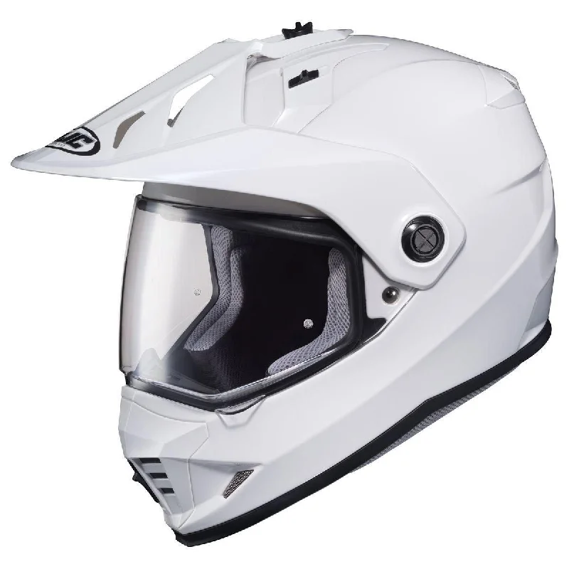 Helmet with solid padding-HJC DS-X1 White Dual Sport Helmet