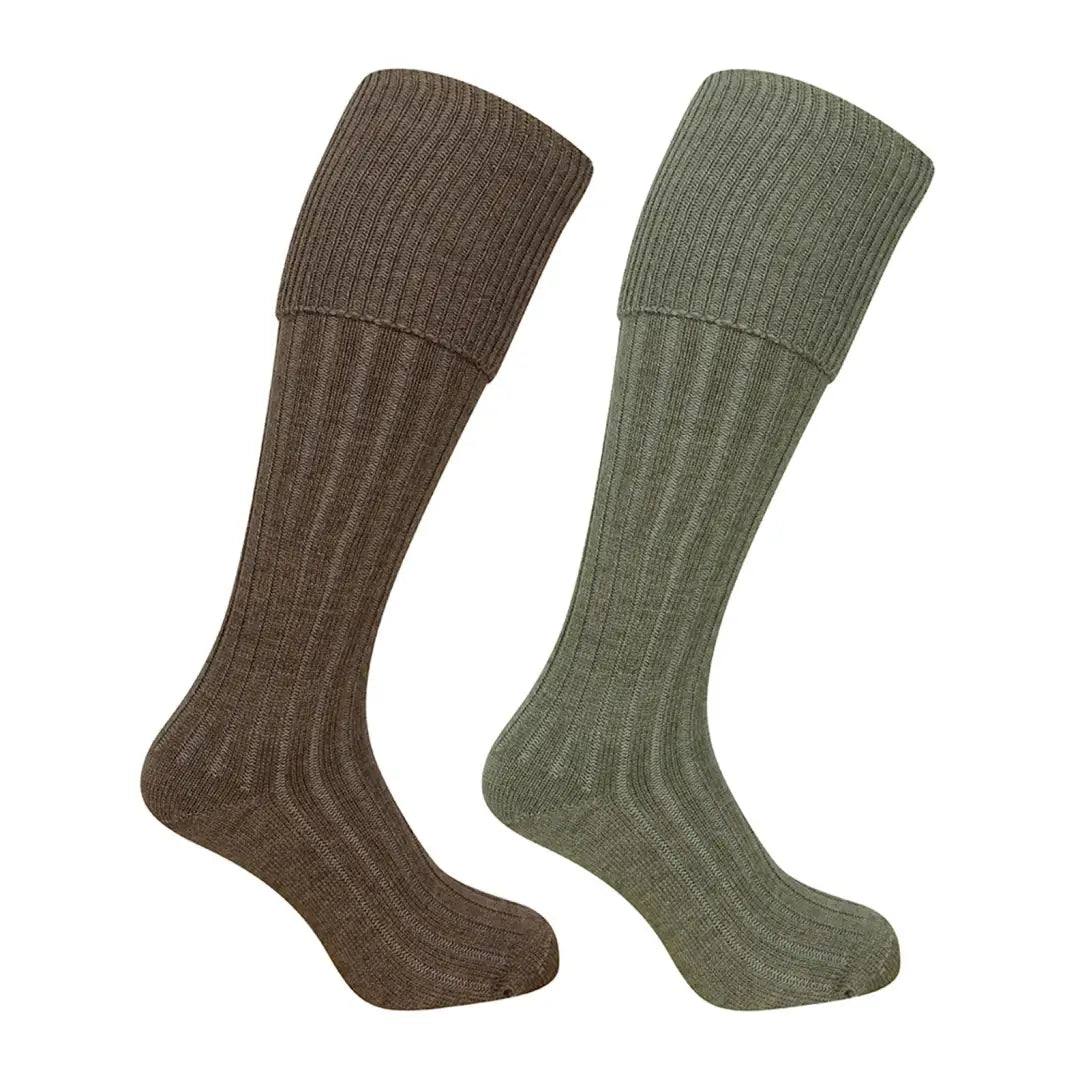 Ski socks for ski call-Hoggs of Fife 1902 Plain Turnover Top Shooting Socks (Twin Pack)