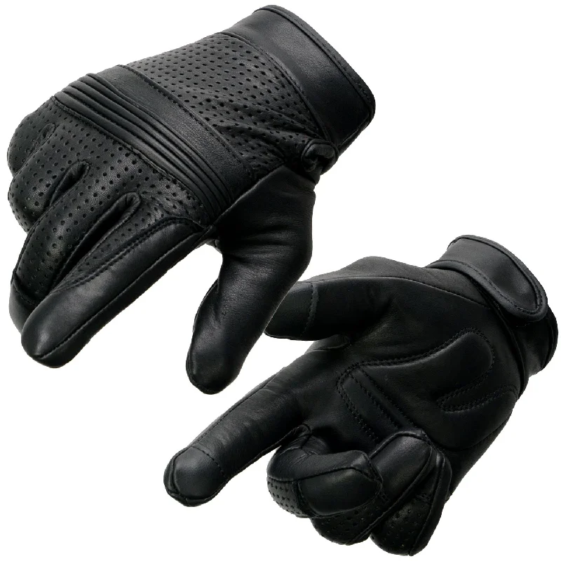 Gloves for holiday gifts-Milwaukee Leather MG7516 Men's Black Leather ’I - Touchscreen Compatible’ Gel Palm Motorcycle Hand Gloves W/ Flex Knuckles