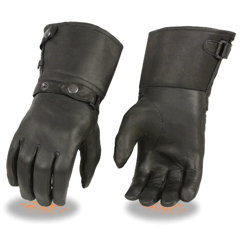 Gloves for babies-Xelement XG264 Men's Black Leather Thermal Lined Gauntlet Gloves