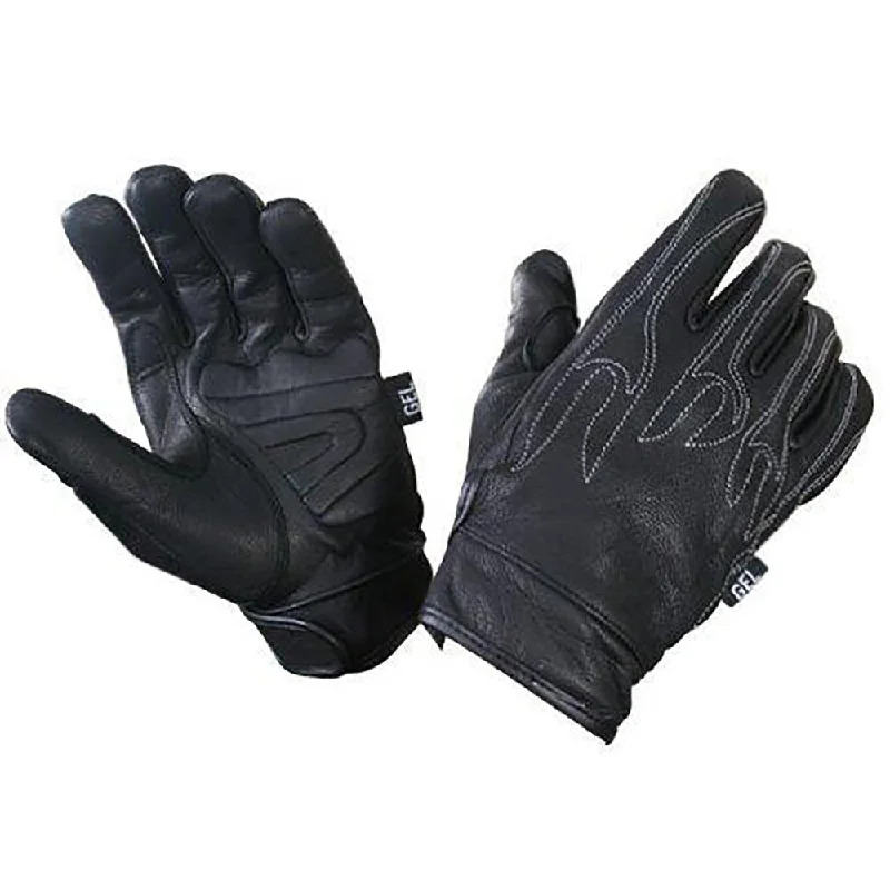 Gloves for first aid kits-Xelement XG690 Men's Black Premium Leather Motorcycle Rider Gloves