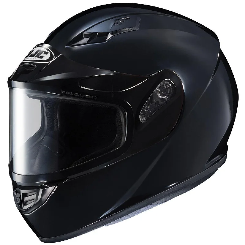 Helmet with anti-slip straps-HJC CS-R3 SN Black Snowmobile Helmet with Dual Lens shield