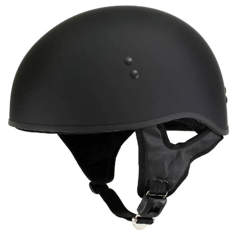 Helmet for tough sports-Outlaw T68 'The O.G.' Flat Black Motorcycle DOT Skull Cap Helmet