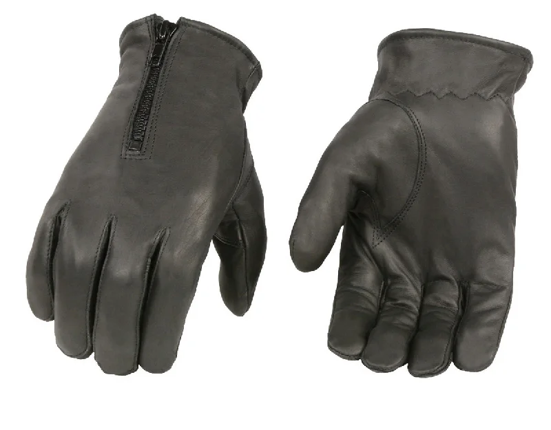 Gloves for adults-Xelement XG37532 Men's Black Thermal Lined Leather Gloves with Zipper Closure