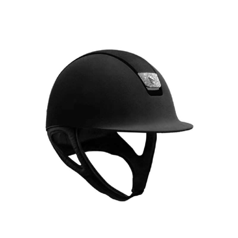 Helmet for pro padding-Samshield Premium Alcantara Helmet with Silver Crystal Detail and Black Matt Trim