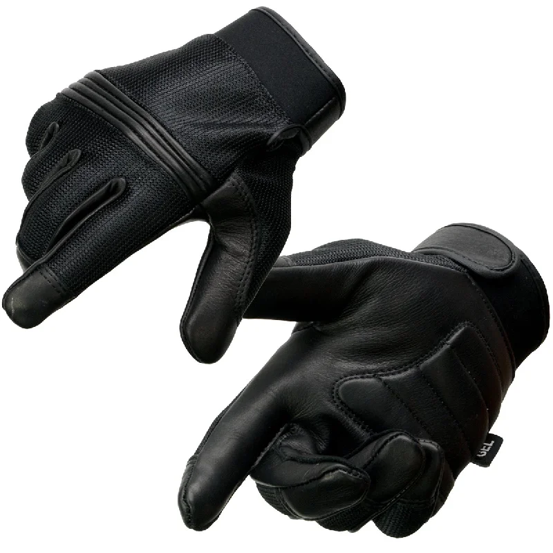 Gloves for gift ideas-Milwaukee Leather MG7517 Men's Black Leather Mesh Gel Palm Motorcycle Hand Gloves W/ Rubberized Flex Knuckles