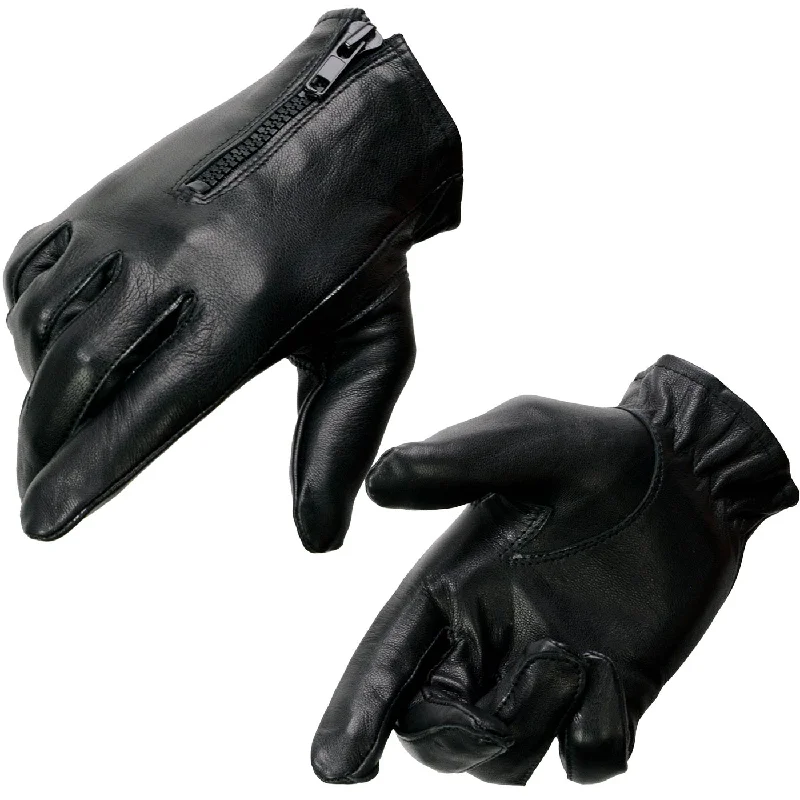 Gloves for red accents-Milwaukee Leather SH722 Women's Black Unlined Leather Lightweight Motorcycle Hand Gloves W/ Wrist Zipper Closure