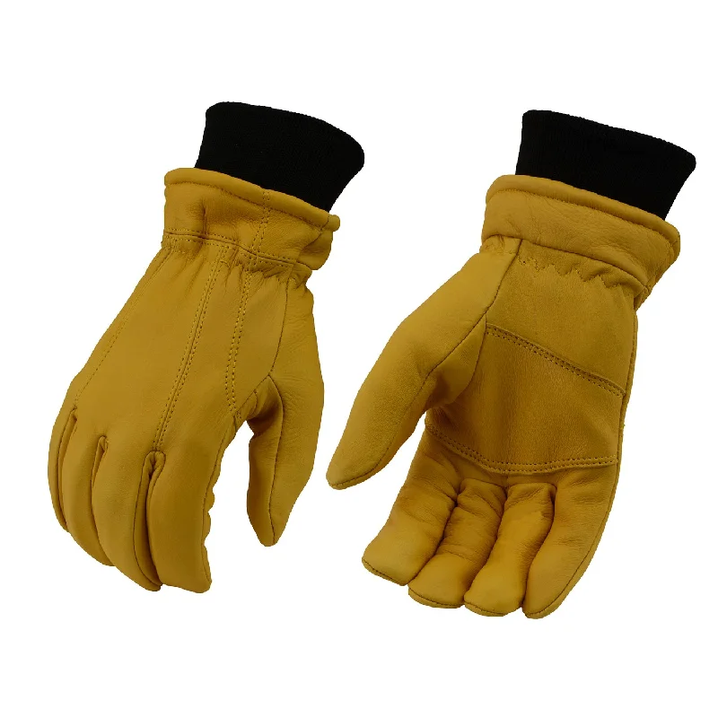 Gloves for teens-Xelement XG37546 Men's Yellow Full Grain Deerskin Leather Gloves