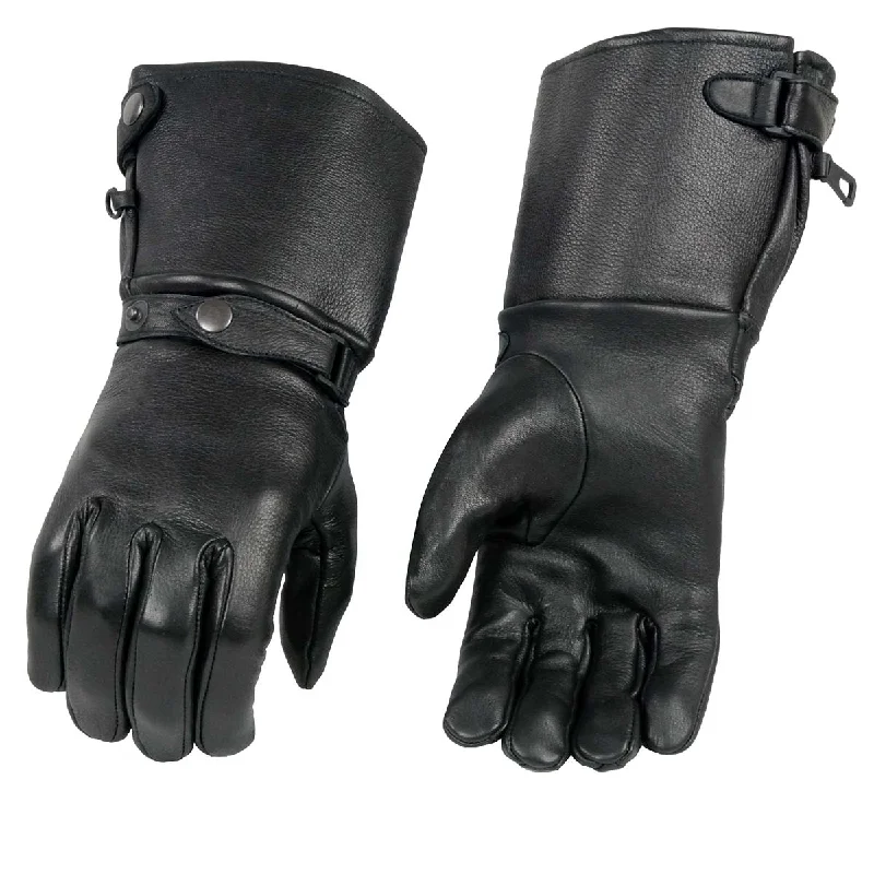 Gloves for kids-Xelement XG37502D Men's Black USA Deerskin Leather Gauntlet Gloves