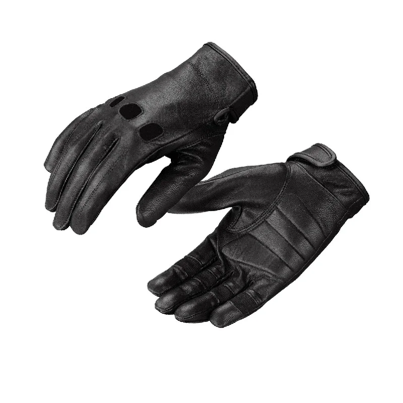 Gloves for car kits-Milwaukee Leather SH811 Men's Black Leather Full Finger Motorcycle Hand Gloves W/ Breathable ‘Open Knuckle’