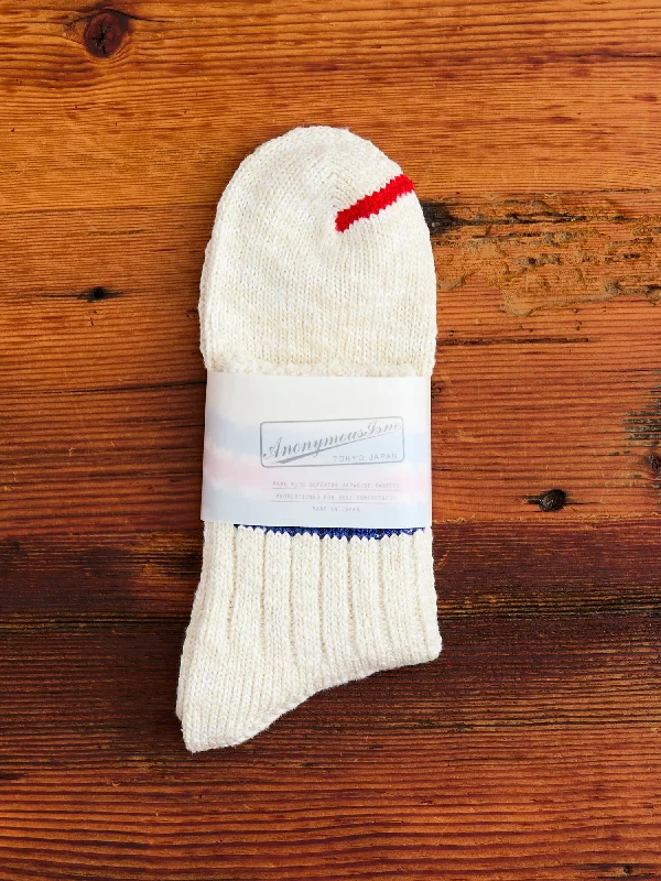 Ski socks for ski cruise-3 Line Quarter Length Sock in Off White