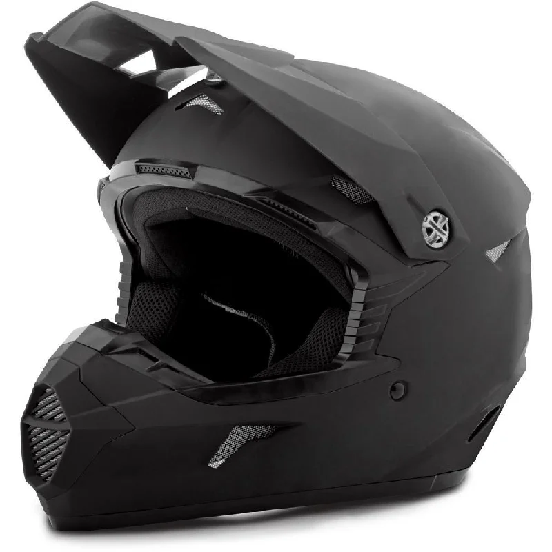 Helmet with quick fit-GMax MX46 Uncle Matte Black Motocross Helmet