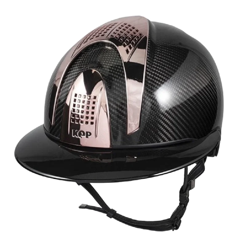 Helmet with chin guard-E-LIGHT Carbon Helmet - Shine Polo with 3 Rosegold Inserts by KEP