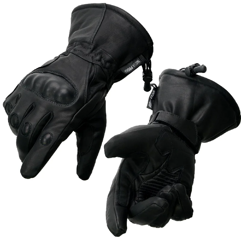 Gloves for yellow pops-Milwaukee Leather Men's Black Leather Gauntlet Motorcycle Hand Gloves-Waterproof Hard Knuckle Elasticized Palm-SH815