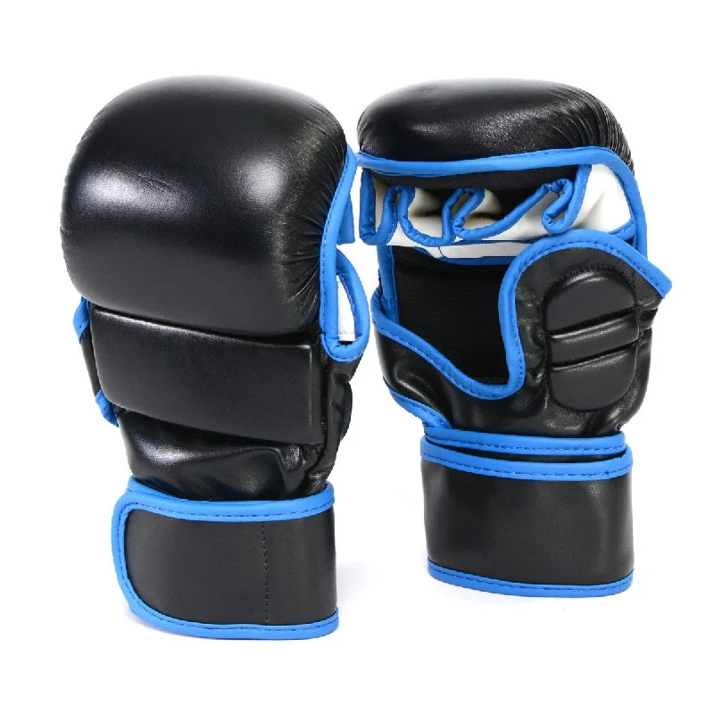 Gloves for matching sets-X-Fitness XF2001 7 oz MMA Hybrid Sparring Gloves-BLK/BLUE