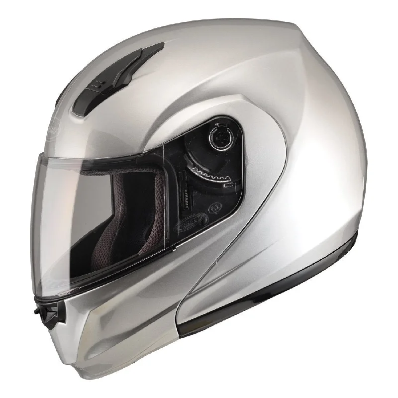 Helmet for road design-GMax MD04 Metallic Silver Modular Helmet