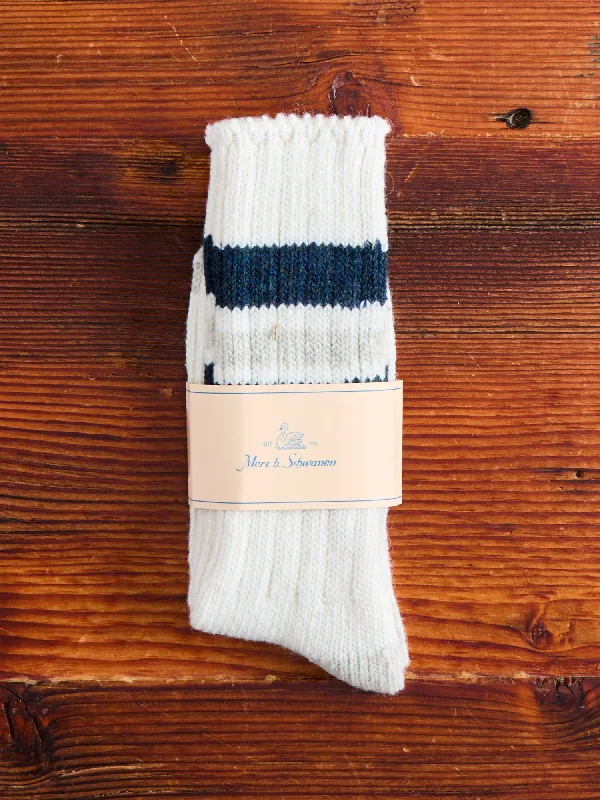 Ski socks for ski edges-Recycled Wool Socks in Nature/Denim Blue