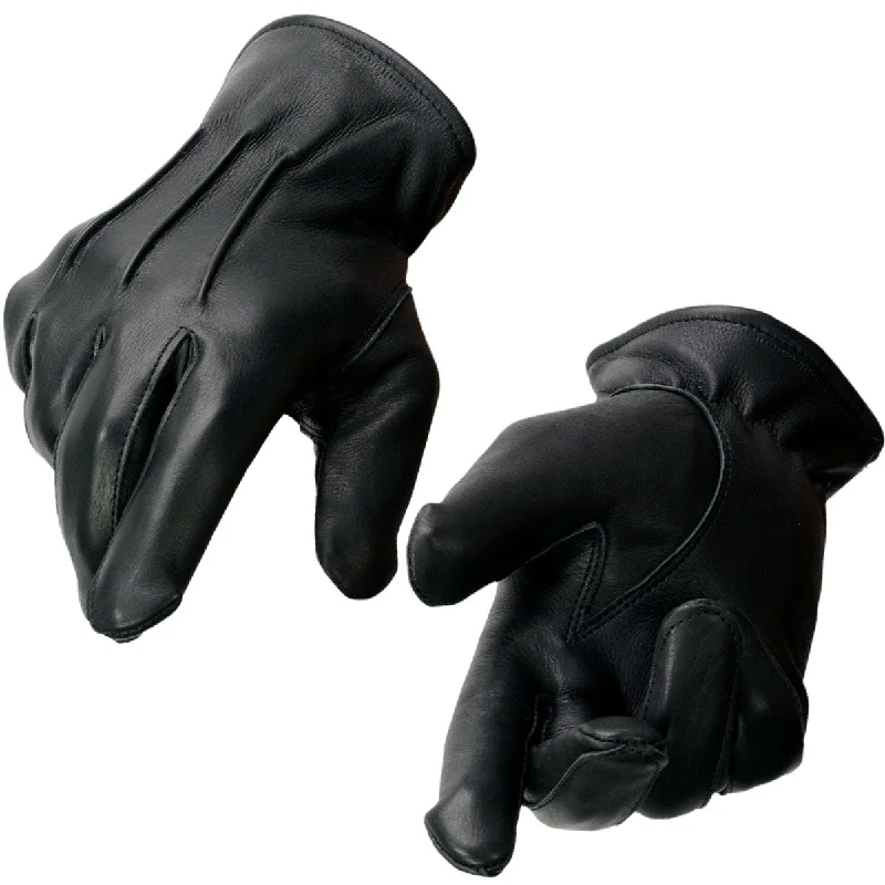 Gloves for solid designs-Milwaukee Leather SH865 Men's Black Thermal Lined Deerskin Motorcycle Hand Gloves W/ Sinch Wrist Closure