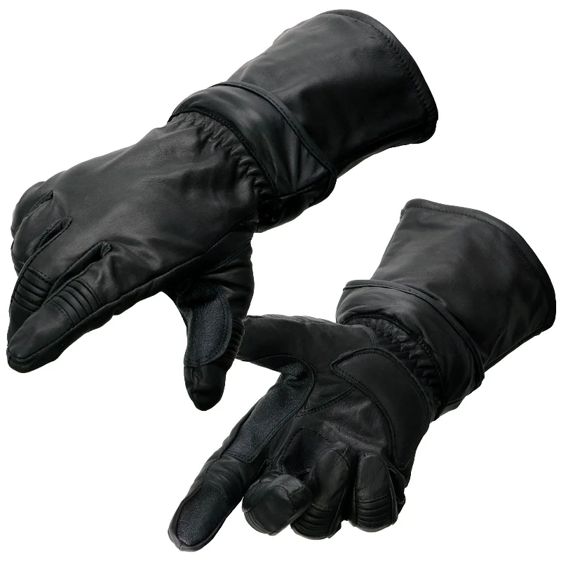 Gloves for padded comfort-Milwaukee Leather Men's Gauntlet Motorcycle Hand Gloves-Removeable Zip-Off-Long Cuff Thermal Lined Gel Palm-SH710