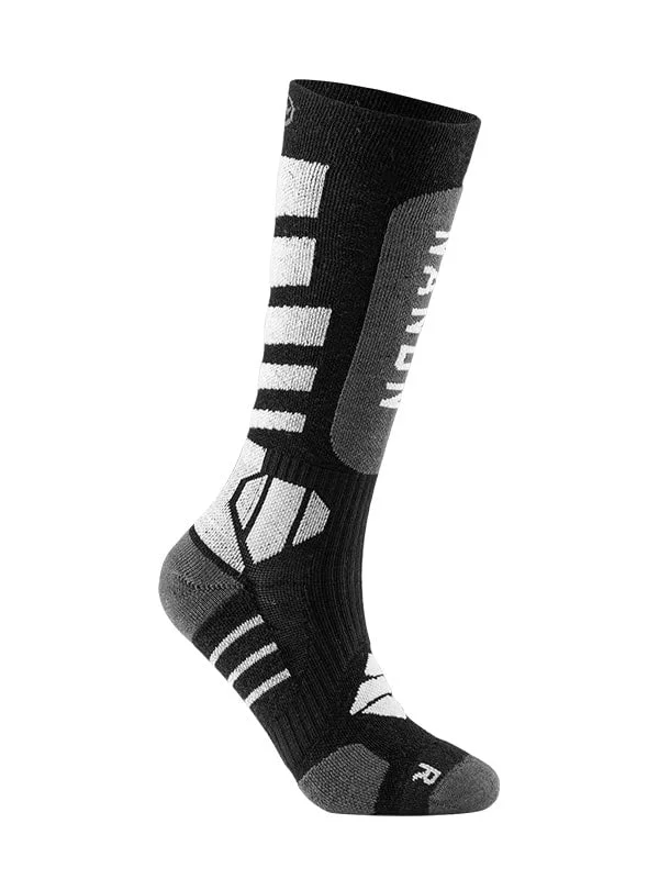 Ski socks for ski fixes-Nandn MountainTrail Warm Thermal Wool Unisex Long Ski & Snowboard Socks